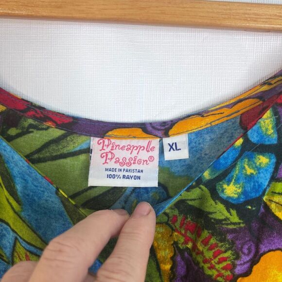 Pineapple Passion Colorful Bold Tropical All Over Print Aline Shift Dress Sz XL - Picture 6 of 9